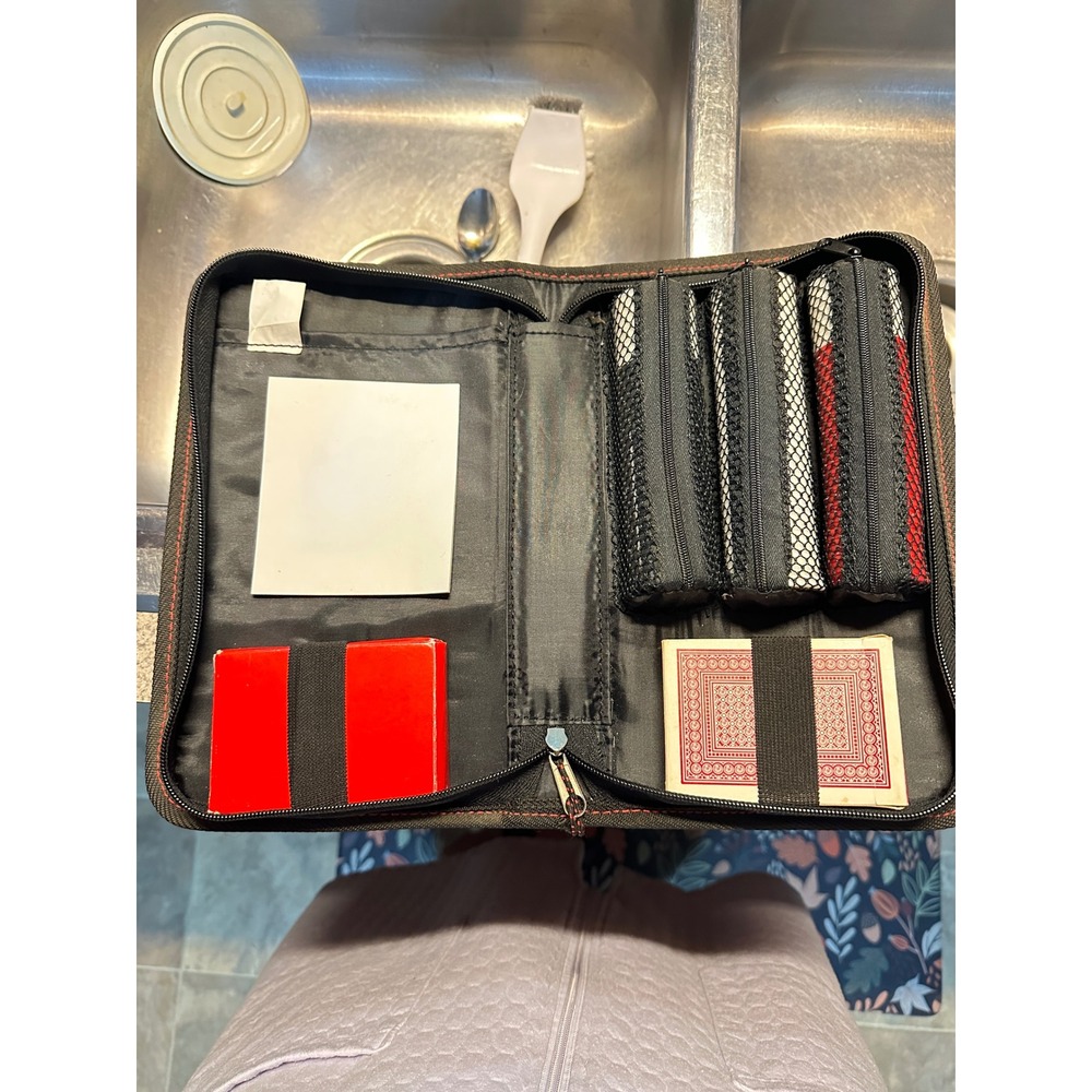 VTG Marlboro Poker Chip Card Travel Case Zippered 2 decks, 3 rolls of poker chip - Picture 5 of 7